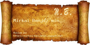 Mirkai Benjámin névjegykártya